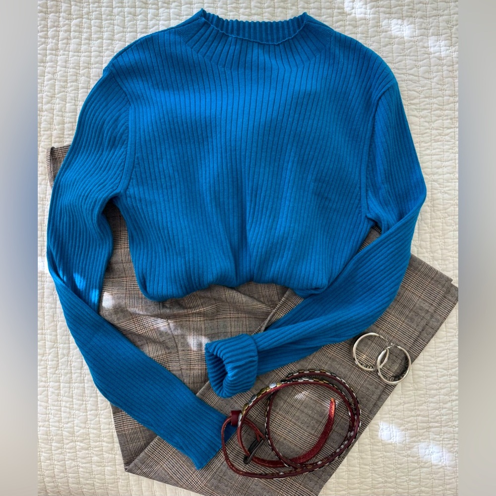 Blue Ribbed Ann Taylor Top